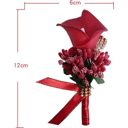 Bridal Groom Groomsman Boutonniere Artificial Flower Corsage Suit Brooch Clip-On For Wedding Party Decoration 2021 New