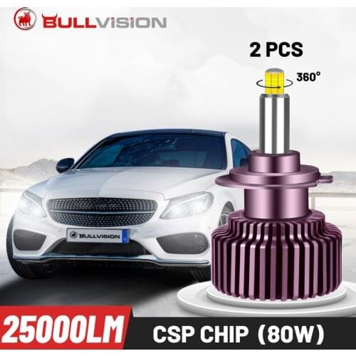 D2S LED Headlights 25000LM 360 CSP LED H7 H4 D4S 9012 HIR2 H1 D2R D4R H11 H8 H9 9005 9006 HB3 HB4 Canbus Error Free For Lens 12V
