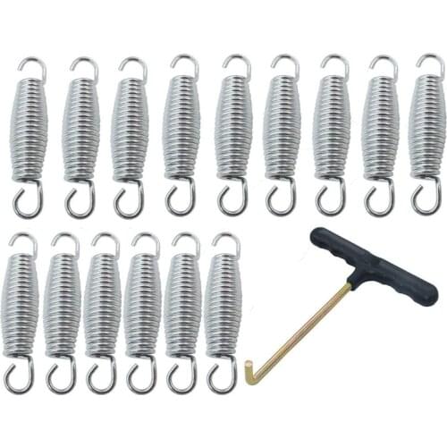 Top!-15Pcs Trampoline Spring Heavy-Duty Galvanized Replacement Kit with Tool for Bounce Children Trampoline