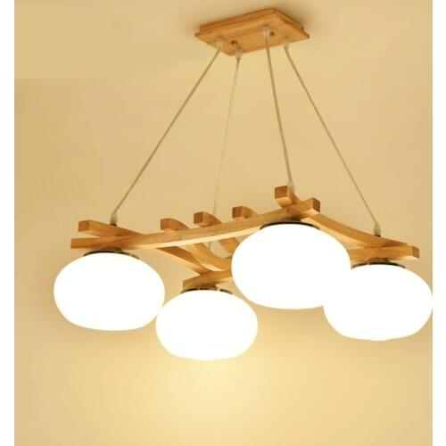 Solid Wooden pendant lights dining room bar bedroom garden original wooden pendant lamps 4 heads decoration lamp ZA