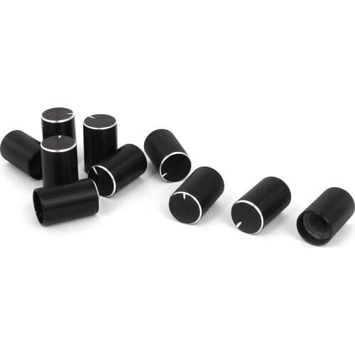 Uxcell 10 Pcs 6mm Hole Diameter Potentiometer Knob Cover Cap 10mmx16mm Black
