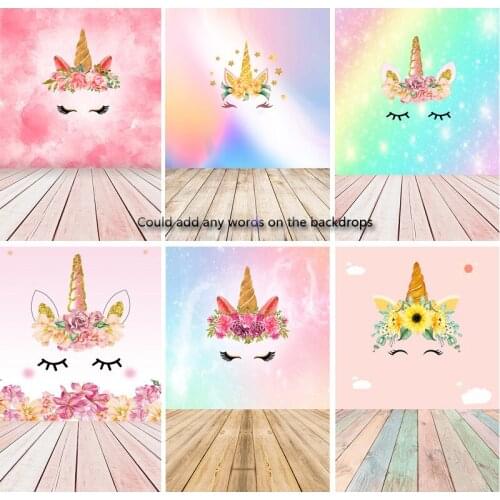 ZHISUXI Vinyl Unicorn Birthday Photography Backdrops Newborn Baby Photo Background Studio Photocalls Props 210605-01
