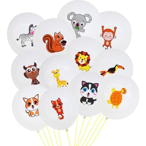Jungle Safari Animals Balloons 10pcs 12 Inch Latex Animal Balloons for Jungle Safari Animals Theme Birthday Party Decorations