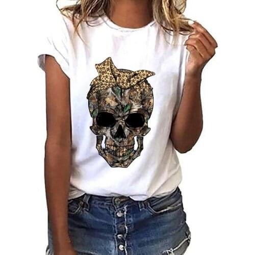Women Stylish Tshirts Graphic Female White Cartoon Pattern Tops Summer Short Sleeves Basic T Shirt Ladies O Neck Top T-shirt Tee