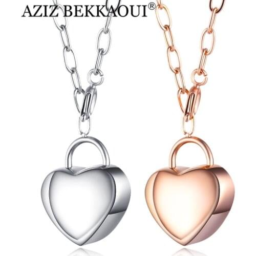 AZIZ BEKKAOUI Stainless steel Girl Love Pendant Necklace Womens Stylish Titanium Steel Ladys Necklace Woman Jewelry Lover Gift