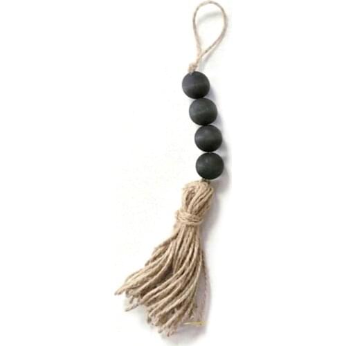 1 Pc Tassel Farmhouse Beads Closet Door Handle Decoration Natural Wooden Bead Wedding Vase Ornament Home Decoration