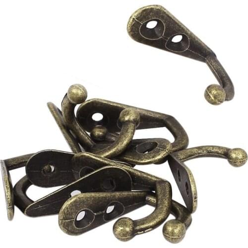 10pcs/set Zinc Alloy Bronze Vintage Style Wall Mounted Single Hook Hangers Storage Organizer Wall Mount Free Hardware Pack E2S