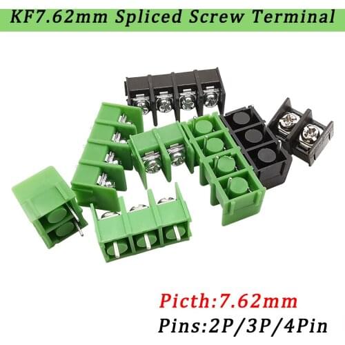 10Pcs/Lot KF7.62 MM 2Pin 3Pin 4Pin PCB Terminal Block Connector KF7.62 2-4Pin Pitch 7.62mm Straight Needle PCB Screw Adapter