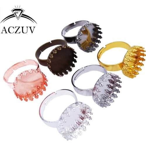 100Pcs for 12mm 15mm 20mm 25mm Cabochon Setting Round Bezel Ring Base Adjustable Ring Blanks Findings JZT009