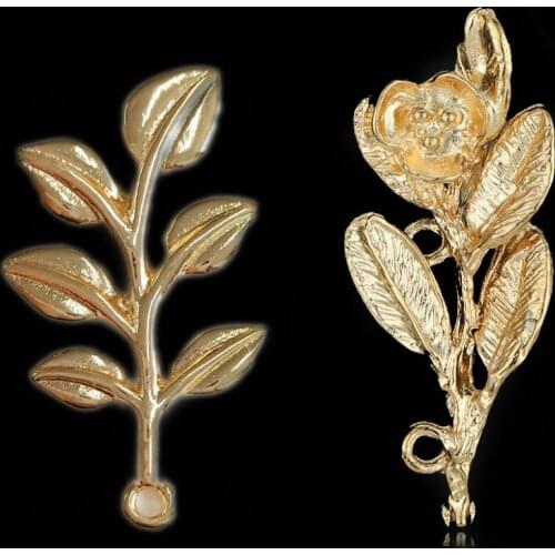 2019New 100Pcs leaves Branches button for DIY earring or necklace pendant and Wedding headdress jewelry accessories HZ572-HZ573