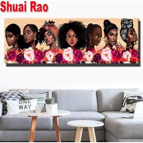 African Flower Women 3d Pictures 5d Diy diamond painting full Round/Square diamond embroidery rhinestone Large Size Black Girl