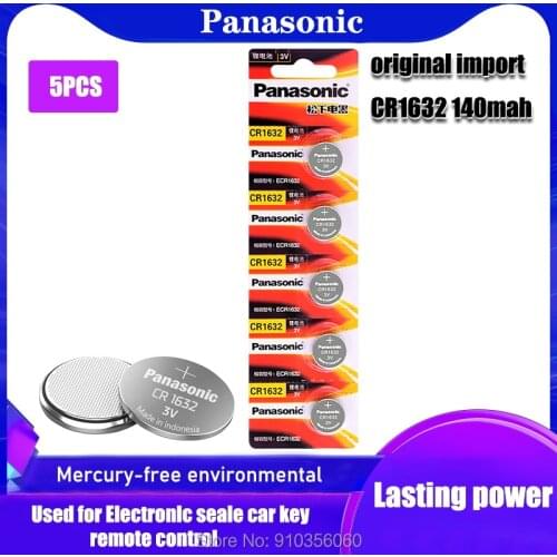 5PCS Panasonic 3V CR1632 Cell Coin Batteries CR1632 Car Remote Control Electric Alarm Camcorders Lithium Button Battery