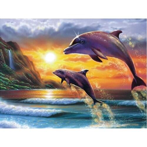 Diamond Embroidery dolphin Handmade Diamond Painting Needlework Mosaic Cross Stitch Home Decor