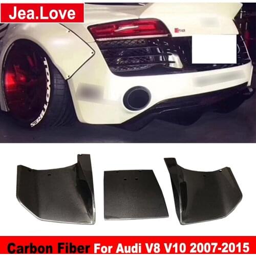 Real Carbon Fiber Car Rear Bumper Diffuser Lip Splitter For Audi R8 V8 V10 2007-2015 Body Modificatinon Styling Kit Part