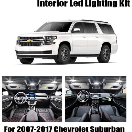 14pcs White LED Light Ceiling Bulbs Interior Kit Fit For 2007-2015 2016 2017 Chevrolet Suburban Tahoe Map License Plate Lamp