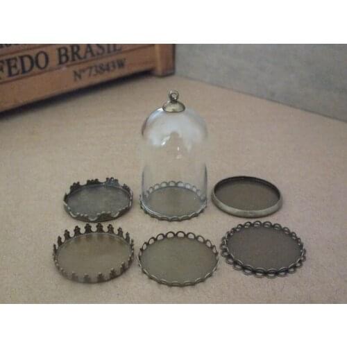 Free ship!! ,38x25mm DIY arch glass globe bottle,glass globe pendant with bronze different shap base necklace pendant