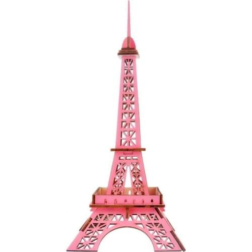 4Pcs Wooden Kids DIY 3D Eiffel Iron Tower Assembly Model Puzzle Toy Desk Decor Desktop Ornaments Craft Toys