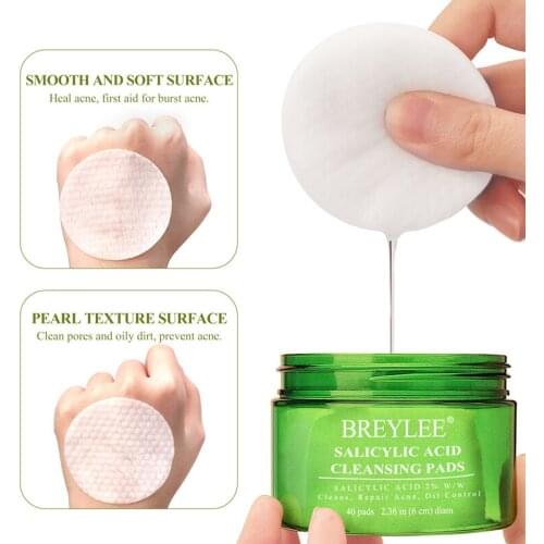 40pcs Salicylic Acid Cotton Tablets Oil Control Acne Pad Fades Acne Shrink Pores Wet Mask Not Irritating Skin Care Produ TSLM1