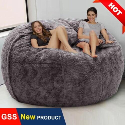 200cm Thick Soft Giant Bean Bag Sofa Pouf Big Fur Beanbag Bed Slipcover No Filler Floor Seat Recliner Puff Chair Lazy Sofa Couch