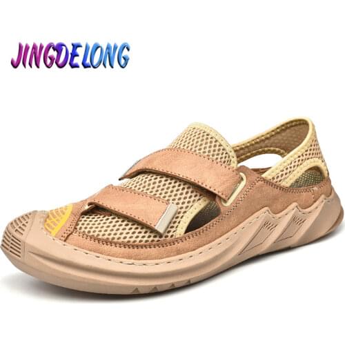 Hot Sale Summer Mens Sandals Leather Mens Beach Sandals Outdoor Men Wading Shoes Non-slip Mens Sneakers Zapatillas Hombre