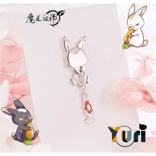 Grandmaster of Demonic Cultivation Wei Wuxian Lan Wangji BL Rabbit Ear Stud 925 Earrings For Women Jewelry MDZS Cosplay Gift C