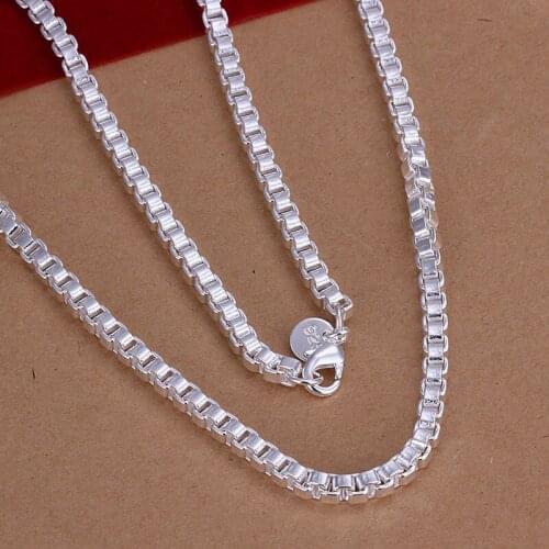 Classic 925 Sterling Silver Necklaces 4MM box chain Charm Jewelry 20 Inches Fashion mens necklace Party Christmas Gifts