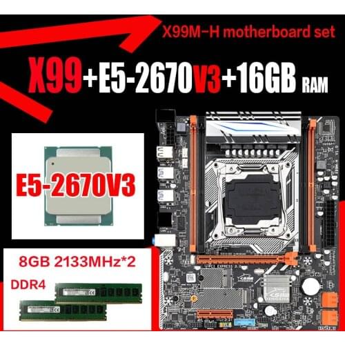 X99 Motherboard set with Xeon E5 2670 V3 LGA2011-3 CPU 2 * 8GB = 16GB PC4 DDR4 RAM 2133MHz memory REG ECC RAM NVME M.2/WIFI