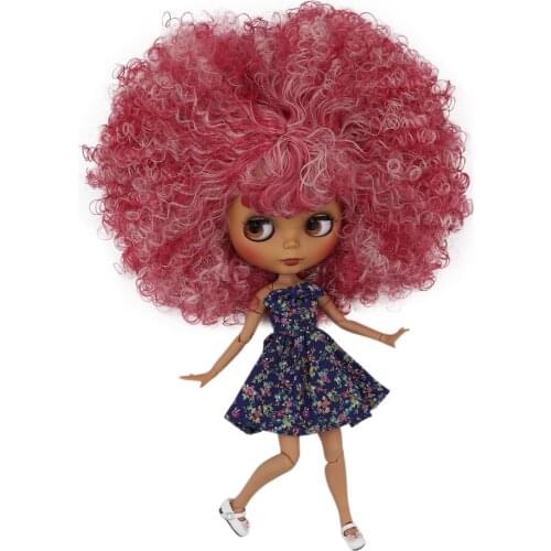 ICY Fortune Days factory blyth doll No.QE155/2352 nude doll with dark skin red hair and matte face joint body