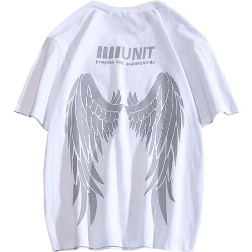 3M Reflective Wing Short Sleeve T-Shirt Men Hip-Hop Harajuku O-Neck Fashion Tops Tees Summer Korea Trend Couples T Shirts 5XL