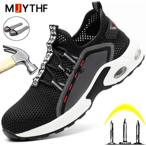 Breathable Safety Shoes Men Steel Toe Shoes Anti-smash Anti-puncture Work Sneakers Men Boots Light Work Boots Protective Shoes