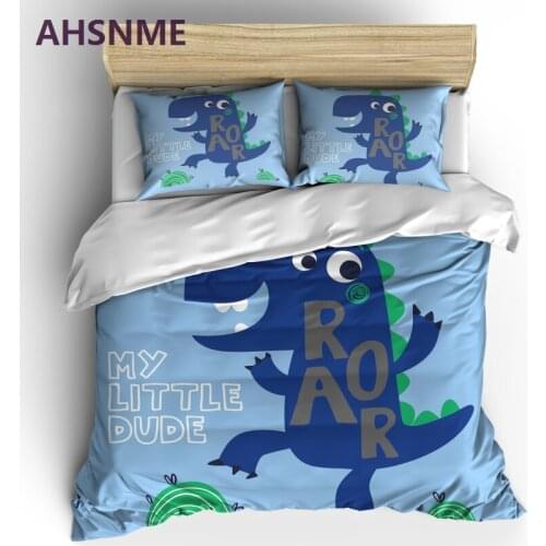 AHSNME Dinosaur Bedding Set Jurassic Era Duvet Cover Kids Cartoon Quilt Cover Sets Europe Size Queen King 2/3pcs