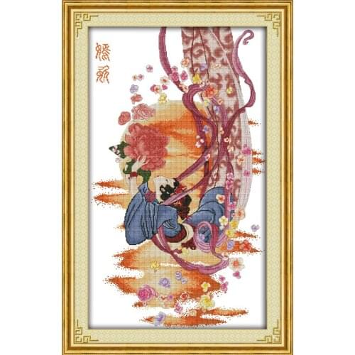 The heavenly maids scatter blossoms Cross Stitch Kits Embroidery Needlework Kit Printed Canvas printed Cross-stitch set