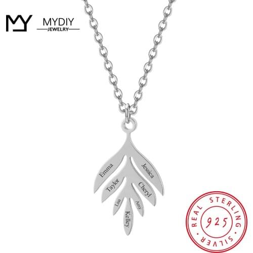 925 Sterling Silver Necklace Personalize Fashion Promised Jewelry Hollow Pendant Engrave 3 Names Anniversary Necklace for Women