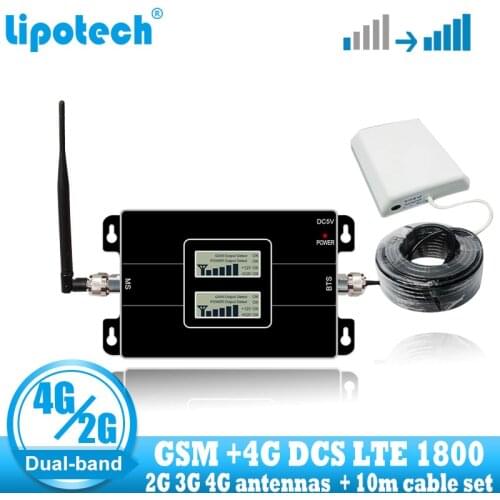 Lintratek GSM 900 4G DCS 1800 Repeater GSM 1800mhz Mobile Signal Booster amplifier Dual Band cellular LTE 4g Signal repeater