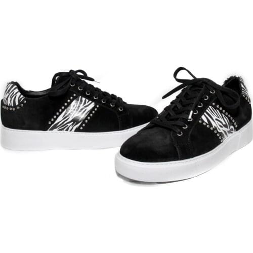 Premium Handmade Sport Sneakers with Real Calf Suede and Zebra Strip Leather Design, Extra Light Soles, Handmade Sport Shoes