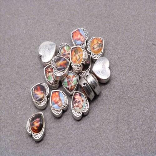 Religion sac Christ Alloy Hole Beads Rosary Heart Icon Jesus Bracelet Medal Jewelry Accessories, Cheap Religious Medal Charm