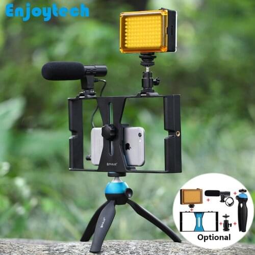 Handheld Stabilizer Tripod LED Flash Light Microphone For Iphone Android Phones/Recording/Photography Stand Video Live Steadicam
