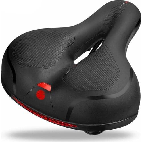 Bicycle Saddle Men Women MTB Road Bike Saddle Hollow Breathable Shock Absorbing Safety Warning Comfortable Big Butt Bike Seat
