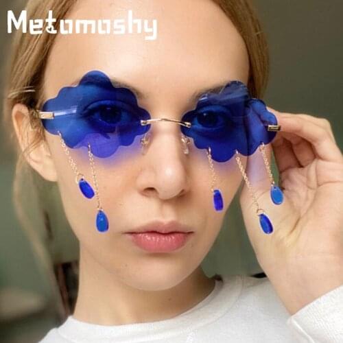 Vintage Rimless Sunglasses Women 2020 Clouds Tassel Steampunk Sunglasses Men Frameless Glasses Candy Colors Shades UV400 Oculos