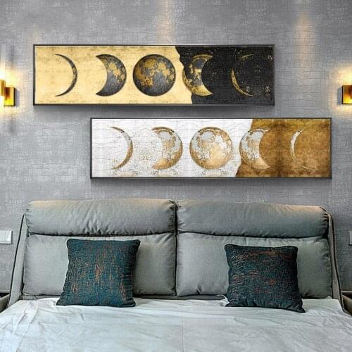 Modern Abstract Art Posters and Prints Canvas Painting Wall Golden Lunar Eclipse Painting For Living Room Cuadros Home Decor
