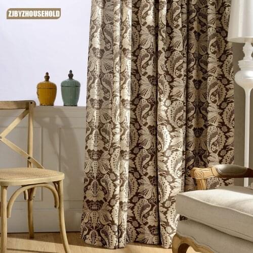 Modern Minimalist American-Style Village Cotton Linen Printed Curtains for Living Dining Room Bedroom