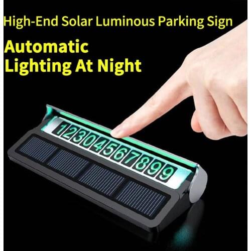 New Luminous Car Temporary Parking Card Solar Hidden Phone Telephone Number Card Plate For Car Styling Auto Stickers Accessories