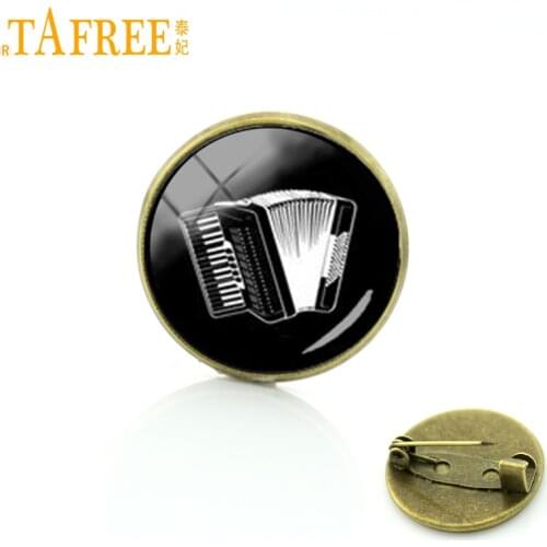 TAFREE Vintage musical instrument brooch guitar accordion phonograph violin Tromba drum musician pins badge jewelry T513