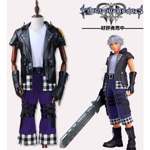High Quality Full set Cosplay Costume Kingdom Hearts III Riku Uniform Anime Halloween Christmas