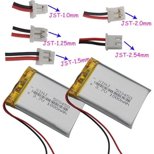 XINJ 3.7V 1000mAh Li Polymer Battery Li po Liion 2pin JST-PH 1.0 1.25 1.5 2.0 2.54mm plug 503450 For GPS driving recorder Camera