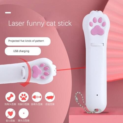 Funny Laser Cat Toy Stick 5 Patterns Conversion Usb Charging To Stimulate Cats' Interest And Pet Interactive Training Supplies