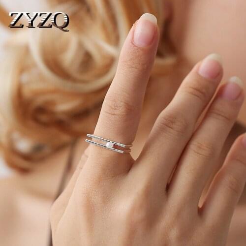 ZYZQ Creative Personality Letter D Shaped Open Rings For Women High Quality Silver Plated Adjustable Wholesale Lots&bulk Rings