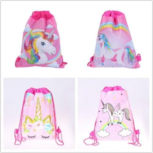 1pcs Unicorn Non-woven Bag Draw Pocket Fabric Backpack Child Travel School Bag Decoration Mochila Drawstring Gift Bag