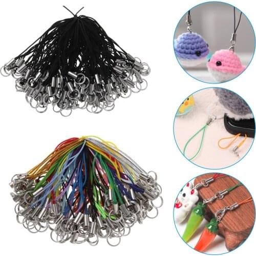 100Pcs/Bag Wire Cord Key Ring Lanyard Phone Ring Strap Cellphone Toys Pendant Clips Charm Cords Jewelry Handmade Materials