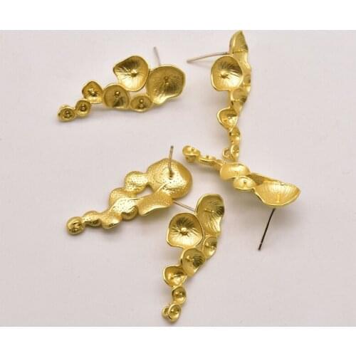 2 Pair/Lot 31mm*14mm Brass Gold-Plated Grape Shape Pierced Stud Ear Earring Making Supplies Accessories Wholesale Items JA0409
